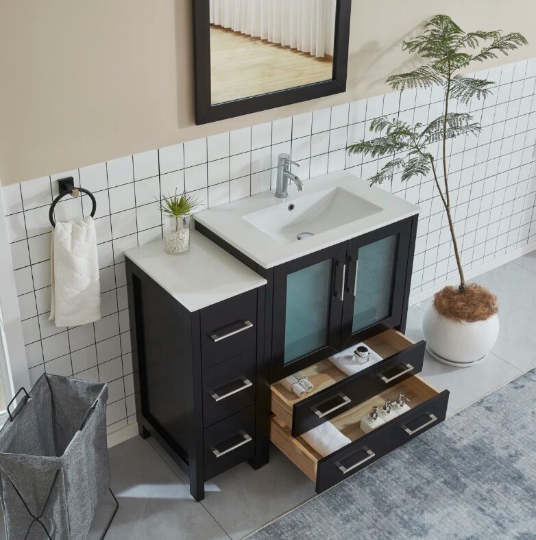 10 Contemporary Espresso Vanity Cabinet Set for Minimalist & Transitional Bathroom Remodel