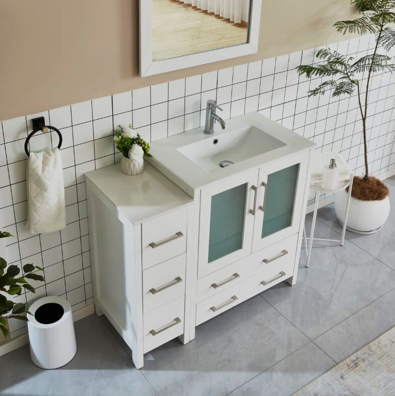 10 Clean White Contemporary Vanity Cabinet Set for Coastal, Farmhouse & Neutral Bath Remodel