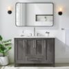 48" Solid Wood Grey Bathroom Vanity with Stone Top for Contemporary Master Bath Remodel