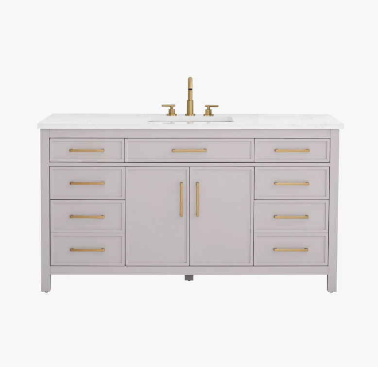 60" Off White Wood Double Sink Vanity for Luxury Master Bathroom Remodel