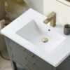 Minimalist Dark Sage All-in-One Bathroom Vanity with Integrated Ceramic Sink
