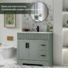 10 36" Sage Green Fluted Single Sink Bathroom Vanity Cabinet