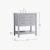 10 Light Gray Open Shelf Bathroom Vanity with White Quartz Countertop