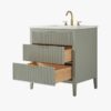 10 Soft Sage Reeded Bathroom Vanity with Brushed Gold Hardware