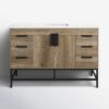 48 Inch Rustic Oak Freestanding Bathroom Vanity with Matte Black Metal Frame