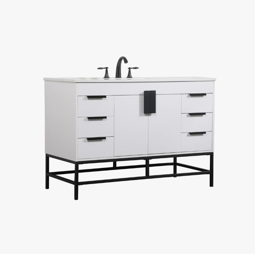 Modern Single Sink White Bathroom Vanity Cabinet