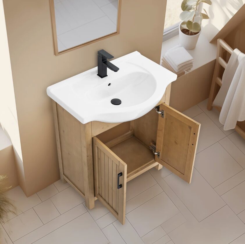 10 Farmhouse Beadboard Single Sink Bathroom Vanity Cabinet