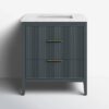Contemporary Dark Blue Fluted Vanity with Undermount Sink