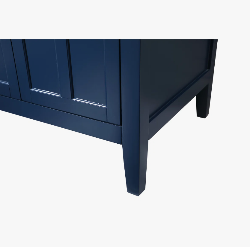 42" Modern Navy Blue Wood Vanity with Natural Marble Countertop for Master Bath