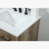 24 Inch Natural Oak Mid-Century Single Sink Bathroom Vanity with White Quartz Top
