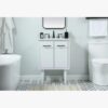 11 24 Inch White Mid-Century Single Sink Bathroom Vanity with White Quartz Top