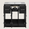 30" Black Vanity with White Sink & 9 Storage Drawers