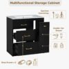 11 30" Black Vanity Cabinet with White Sink & Gold Hardware