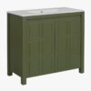 36" Olive Green Farmhouse Bathroom Vanity with White Undermount Sink
