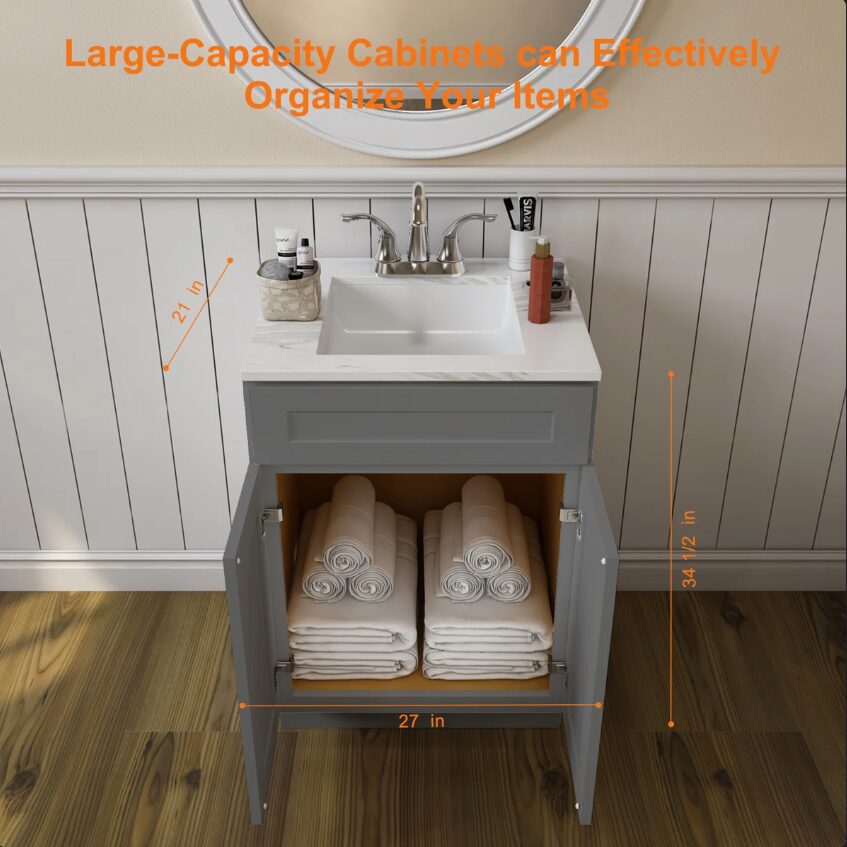 11 36" Gray Shaker Bathroom Vanity Base Cabinet
