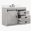 11 Light Gray Farmhouse Vanity with Cross Barn Door for Coastal, Modern Farm & Industrial Bath Remodel