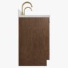 11 72 Inch Walnut Oak Shaker Double Undermount Sink Bathroom Vanity, White Quartz Countertop & Brushed Gold Hardware