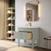 11 Minimalist Light Sage All-in-One Bathroom Vanity with Integrated Ceramic Sink