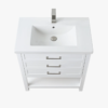 Compact White Single Sink Vanity with Drawer & Open Mixed Storage