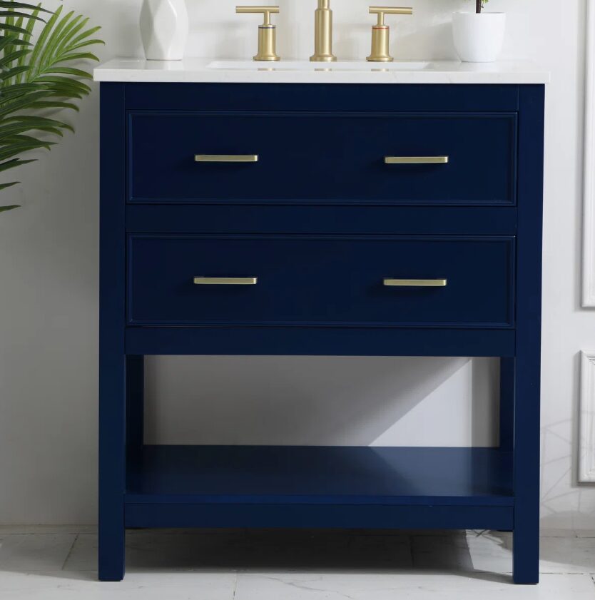 11 Navy Modern Single Sink Bathroom Vanity Cabinet