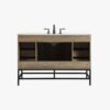48 Inch Rustic Oak Freestanding Bathroom Vanity with Matte Black Metal Frame