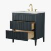 Contemporary Dark Blue Fluted Vanity with Undermount Sink
