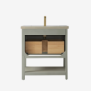 12 Minimalist Light Sage All-in-One Bathroom Vanity with Integrated Ceramic Sink