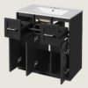 30" Black Vanity with White Sink & 9 Storage Drawers