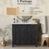 12 Rustic Weathered Black Freestanding Vanity with Double Storage Shelves