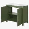 36" Olive Green Farmhouse Bathroom Vanity with White Undermount Sink