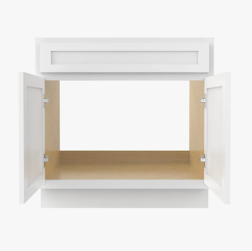 36" White Shaker Bathroom Vanity Cabinet Without Sink Top