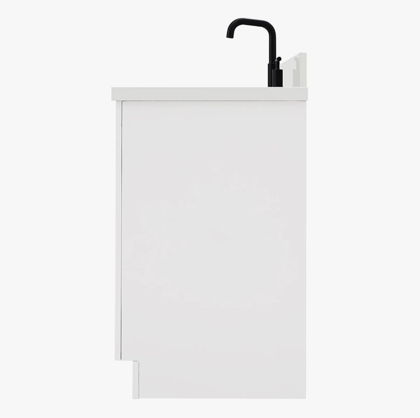 12 36 Inch White Shaker Single Sink Bathroom Vanity White Quartz Top Soft Close Drawers Matte Black Hardware