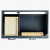12 36 Inch Navy Blue Shaker Single Sink Bathroom Vanity White Quartz Top Soft Close Drawers Matte Black Hardware