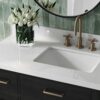 36 Inch Black Oak Shaker Single Sink Bathroom Vanity White Quartz Top Soft Close Drawers Brushed Gold Hardware
