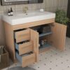 12 Wall Mount Light Wood Bathroom Vanity with Integrated White Solid Surface Sink Top