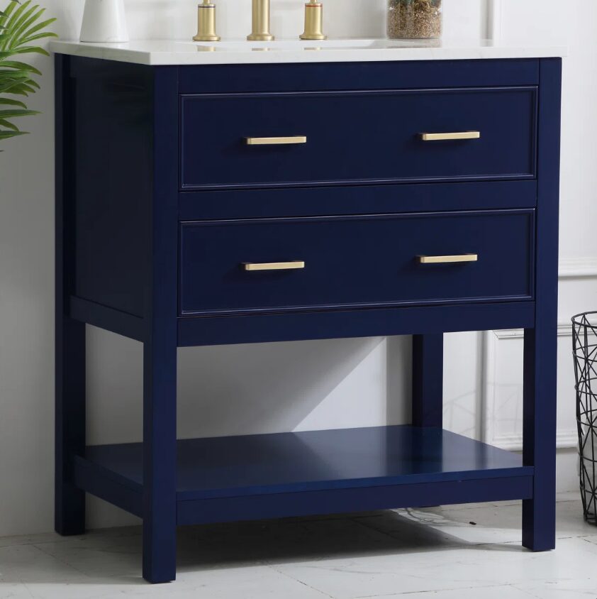 12 Navy Modern Single Sink Bathroom Vanity Cabinet