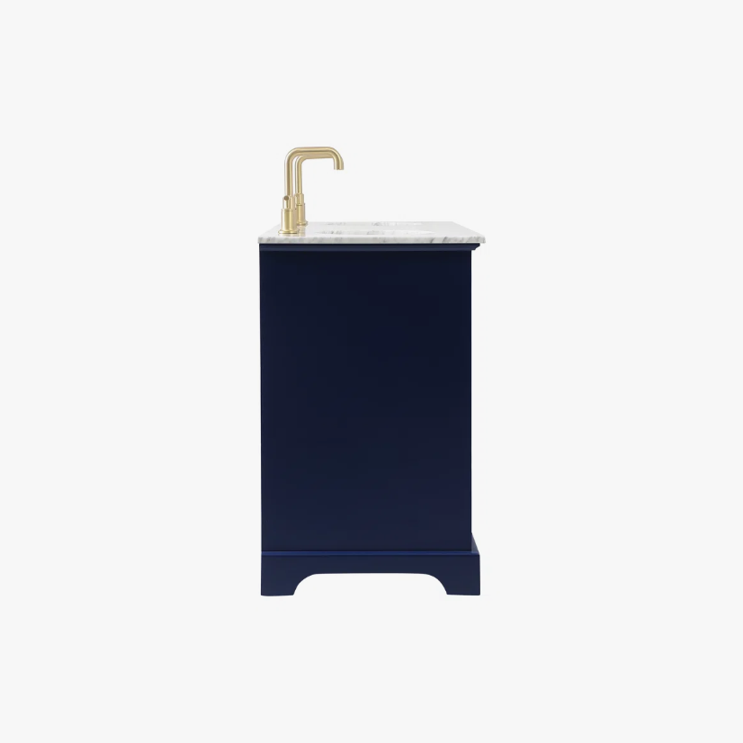 Transitional Navy Freestanding Double Sink Bathroom Vanity Cabinet