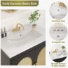 12 30 Inch Black Mid-Century Rattan Freestanding Single Sink Bathroom Vanity with Gold Knobs