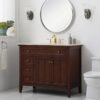 12 42" Classic Espresso Wood Bathroom Vanity with Natural Stone Countertop