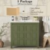36" Olive Green Farmhouse Bathroom Vanity with White Undermount Sink
