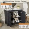 13 Rustic Weathered Black Freestanding Vanity with Double Storage Shelves