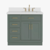 13 Modern Sage Green Shaker Vanity Cabinet with Dovetail Pine Drawers for Earthy Tone Bath Remodel