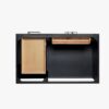 36 Inch Black Oak Shaker Single Sink Bathroom Vanity White Quartz Top Soft Close Drawers Brushed Gold Hardware