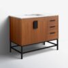 13 Modern Farmhouse Walnut Vanity Cabinet with Open Base Clearance for Industrial Bathroom Remodel