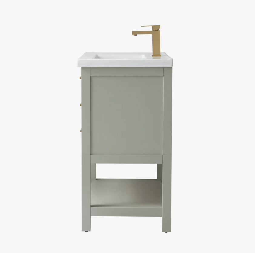 13 Minimalist Light Sage All-in-One Bathroom Vanity with Integrated Ceramic Sink
