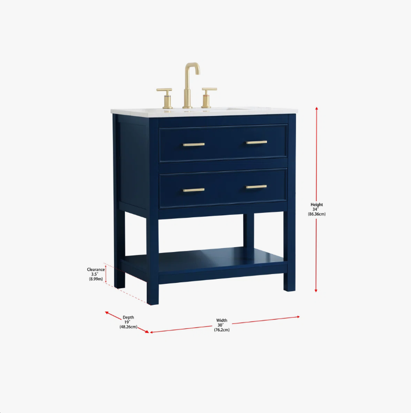 13 Navy Modern Single Sink Bathroom Vanity Cabinet
