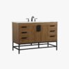 Mid-Century Modern Single Sink Walnut Bathroom Vanity Cabinet