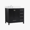 Modern Single Sink Black Bathroom Vanity Cabinet with Silver Hardware