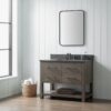 13 Rustic Gray Freestanding Single Sink Vanity with Open Towel Storage Shelf