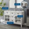 13 Traditional White Double Vanity with Integrated White Solid Surface Countertop